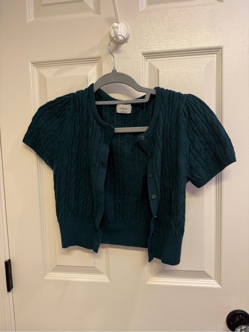 Wilfred Short-Sleeve Fey Cardigan - Teal Green